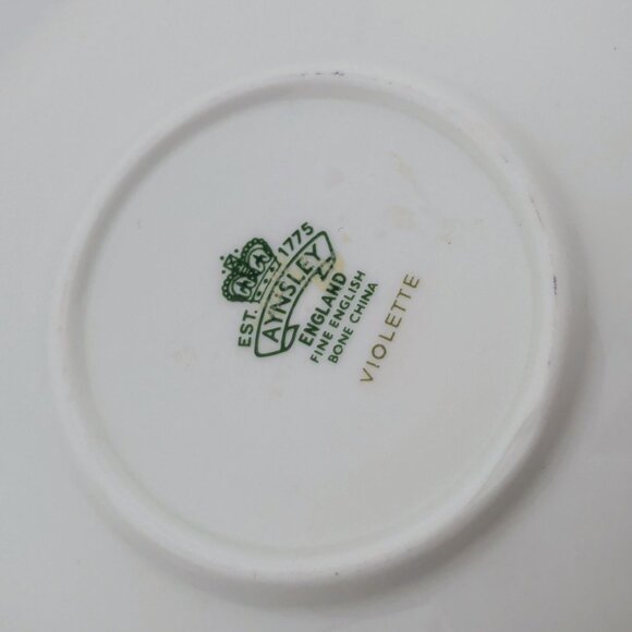 Ansley Fine Bone China Demitasse Cup & Saucer Set Violette Floral Design Gold Tr - Picture 8 of 11